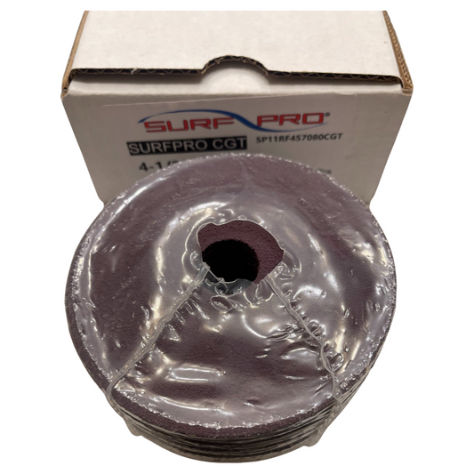 Surf-Pro 4-1/2" x 7/8" Resin Fiber Sanding Disc 80 Grit Premium Ceramic 25 Pack