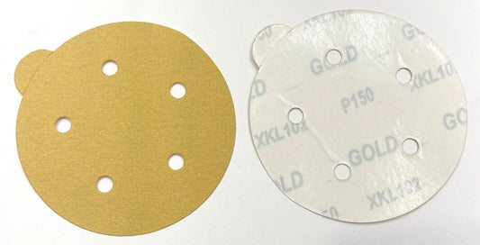Surf-Pro 5" PSA Gold Sanding Disc 5 Hole 150 Grit 100 Pack USA Made