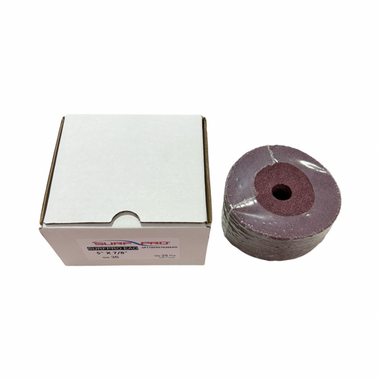 Surf-Pro 5" x 7/8" Resin Fiber Sanding Discs 36 Grit Aluminum Oxide 25 Pack