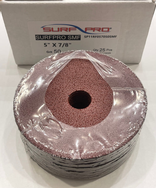 Surf-Pro 5" x 7/8" Resin Fiber Sanding Discs 50 Grit 25 Pack