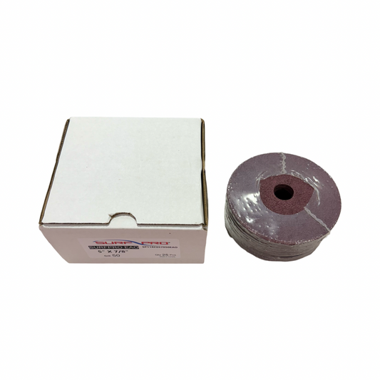 Surf-Pro 5" x 7/8" Resin Fiber Sanding Discs 50 Grit Aluminum Oxide 25 Pack