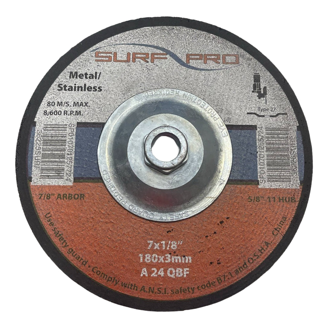 Surf-Pro 7" x 1/8" x 5/8-11 Cut-Off Wheel Aluminum Oxide Metal Stainless 2 Pack
