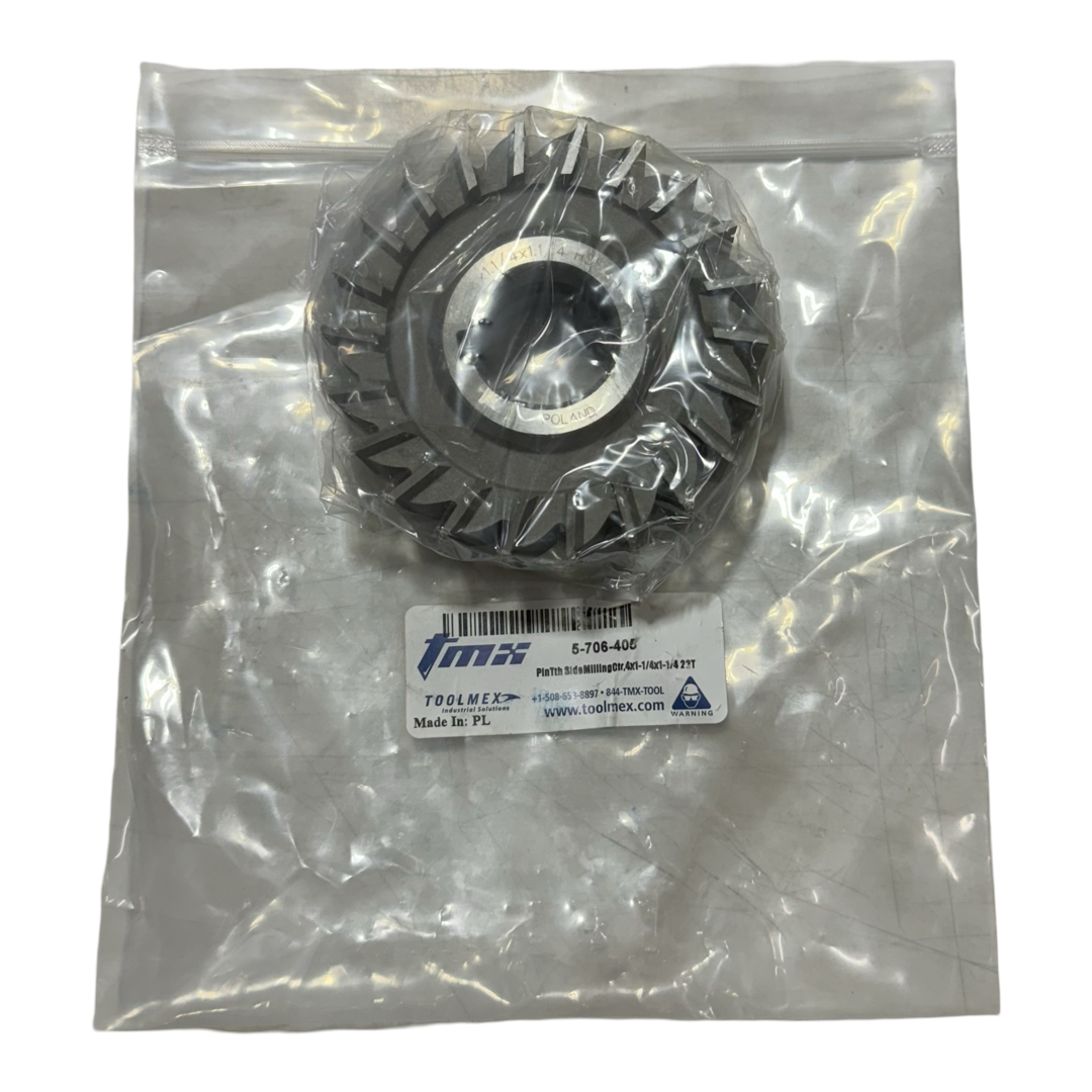 TMX 4" x 1-1/4" x 1-1/4" Plain Tooth Side milling Cutter 22 Teeth