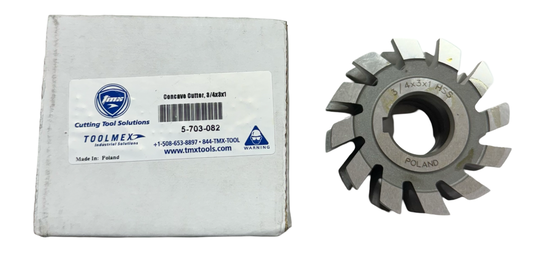TMX HSS Concave Milling Cutter 3" Diameter 3/4" Wide Circle 3/8" Radius 1" Hole