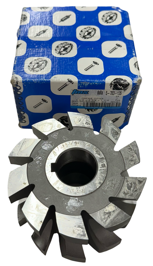 TMX HSS Concave Milling Cutter 4-1/4" Dia 1-1/2" Circle 1-1/4" Hole 10 Teeth
