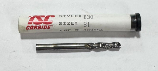 TSC #31 Solid Carbide Circuit Board Drill 2 Flute USA Made