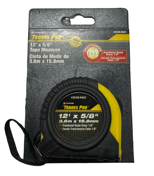 Trades Pro 12ft x 5/8" Fractionier Tape Measure 836460