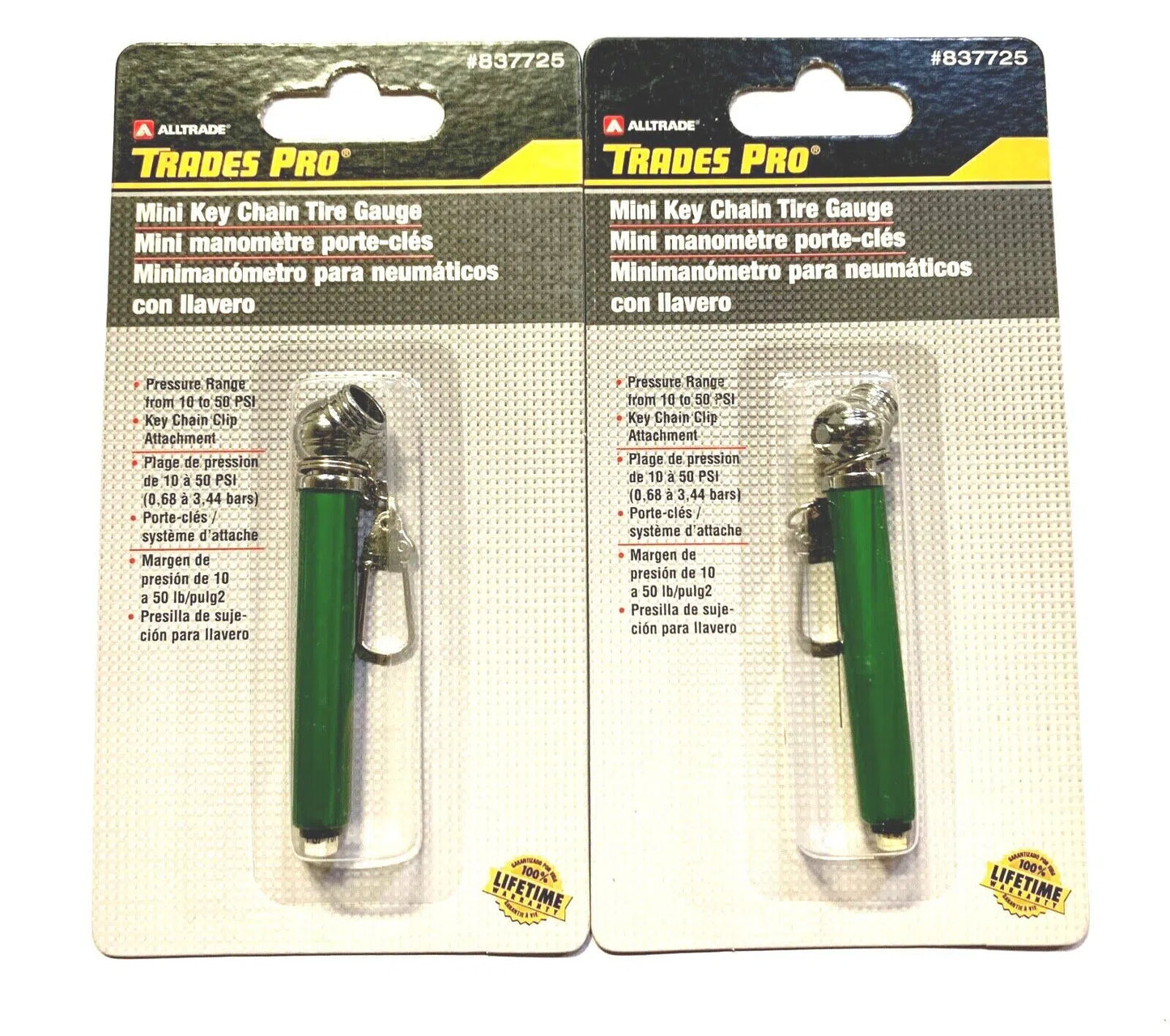 Trades Pro Mini Keychain Tire Pressure Gauge 2 Pack 837725