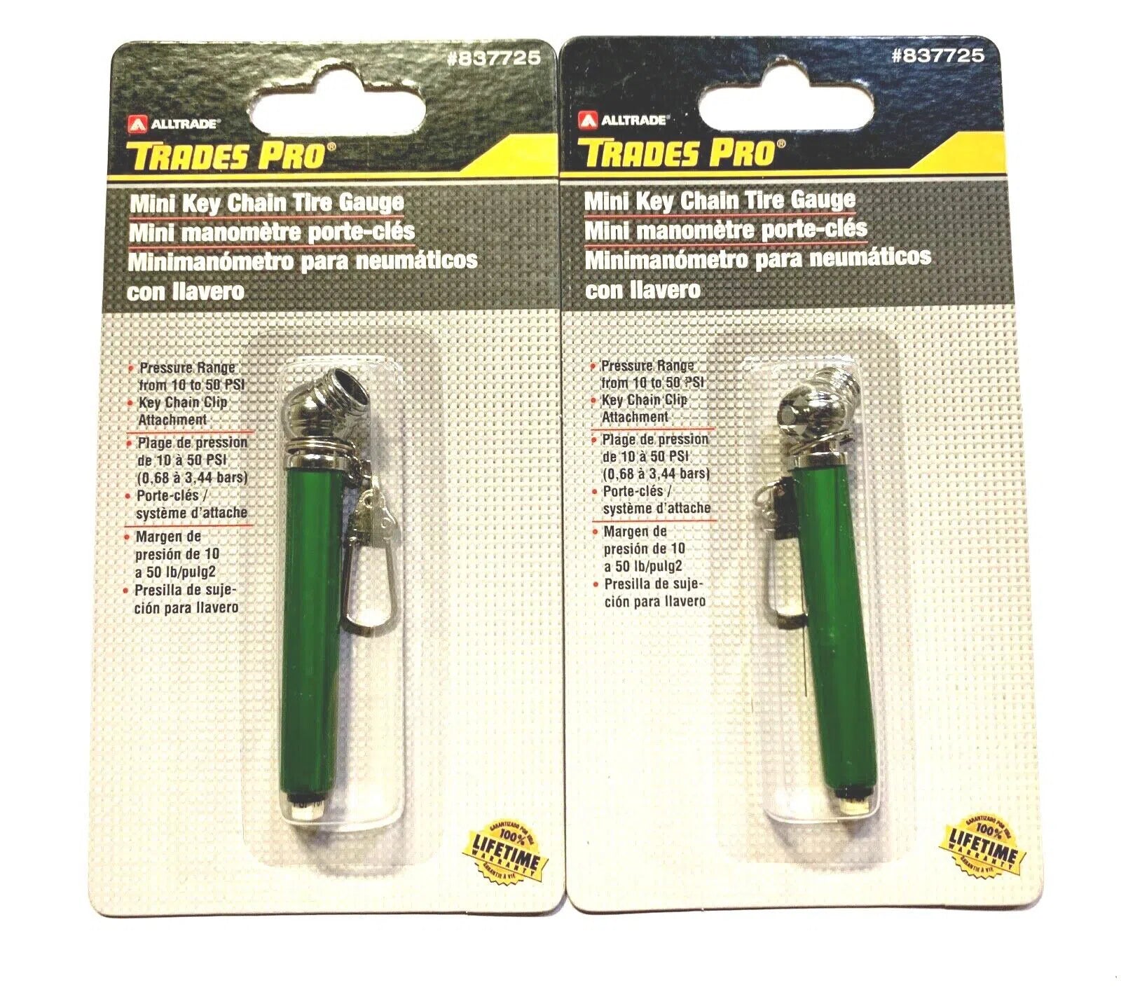 Trades Pro Mini Keychain Tire Pressure Gauge 2 Pack 837725
