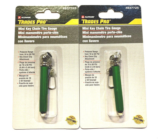 Trades Pro Mini Keychain Tire Pressure Gauge 2 Pack 837725