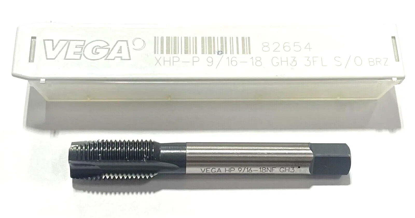 VEGA 9/16"-18 HSSE-V Spiral Point Plug Tap 3 Flute GH3 Steam Oxide 82654