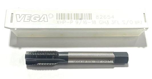 VEGA 9/16"-18 HSSE-V Spiral Point Plug Tap 3 Flute GH3 Steam Oxide 82654