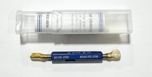 Van Keuren 2-64 UNF 2B Tin Coated Double Ended Thread Gage NO GO