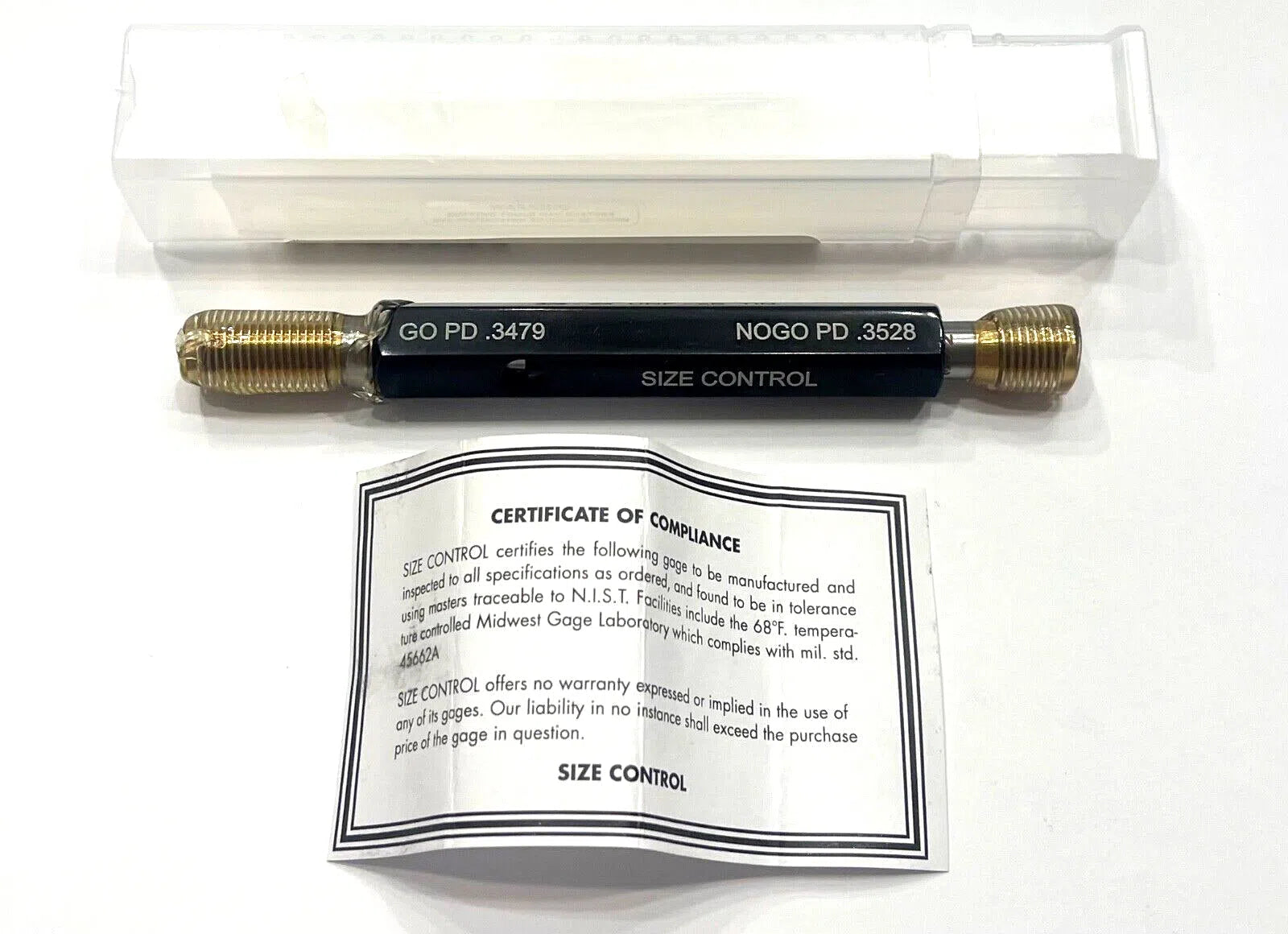 Van Keuren 3/8-24 UNF 2B Double End Tin Coated Thread Plug Gage With Handle