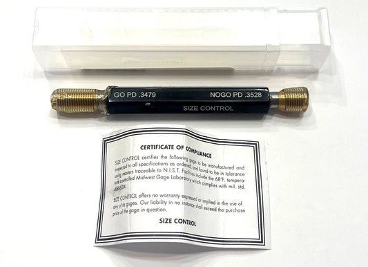 Van Keuren 3/8-24 UNF 2B Double End Tin Coated Thread Plug Gage With Handle