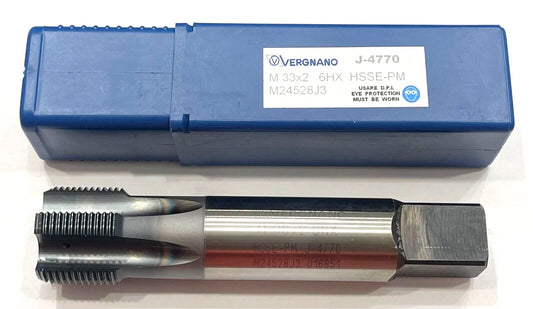 Vergnano M33 x 2mm HSSE-PM Straight Flute Tap 6HX TiCN Coating 5 Flute