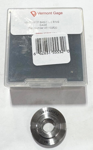 Vermont Gage 1/8"-27 NPTF Basic L-2 Ring Gage USA Made