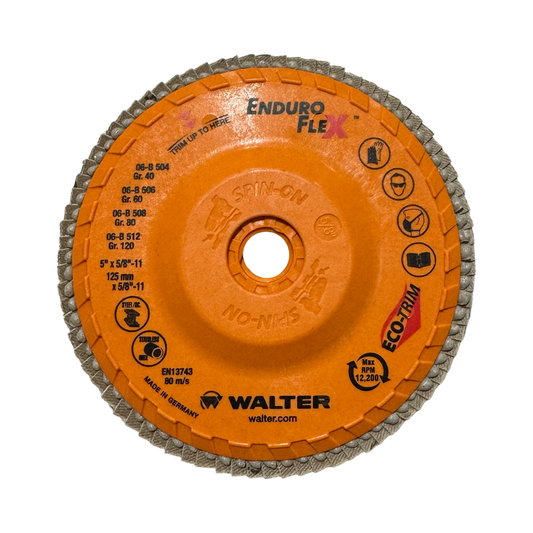 Walter Enduro-Flex 5" x 5/8-11 Flap Disc 120 Grit Zirconia Alumina