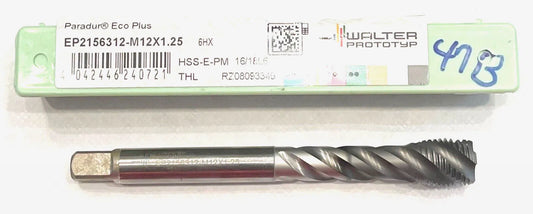 Walter M12 x 1.25 Spiral Flute Machine Tap TiAlN 6HX HSS-E-PM Paradur Eco Plus