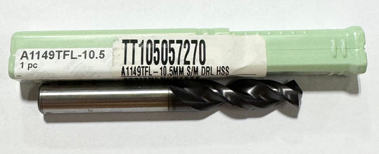 Walter-Titex 10.5mm HSS Drill Bit Screw Machine Length 2FL TiAlN Coated