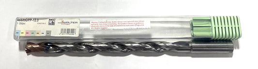 Walter-Titex 12.3mm Solid Carbide Drill 12xD Coolant Thru TiAlNAlCrN Coating 2FL