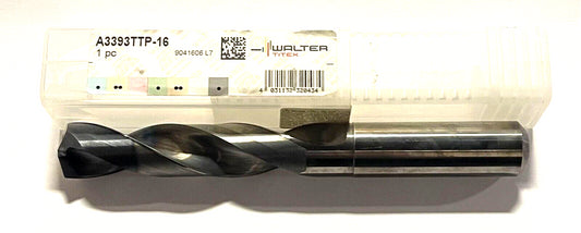 Walter-Titex 16mm Solid Carbide Drill 5xD TiNAl Coated Coolant Thru 140° 2 Flute
