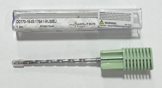 Walter-Titex 1/8" Solid Carbide Drill 16xD Coolant Thru 2FL TiAlN AlCrN