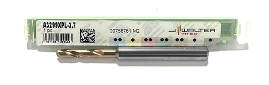 Walter-Titex 3.7mm Solid Carbide Drill AlCrN Coating 2 Flute Coolant Thru 140°