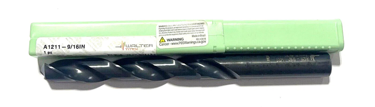 Walter-Titex 9/16" HSS Drill Bit Jobber Length Drill Black Oxide 2 Flute