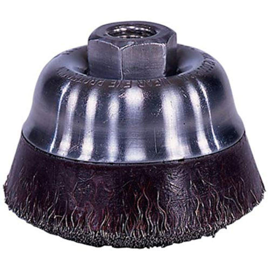 Weiler 3-1/2" x 5/8-11 Encapsulated Crimped Wire Cup Brush .014" Steel Wire USA