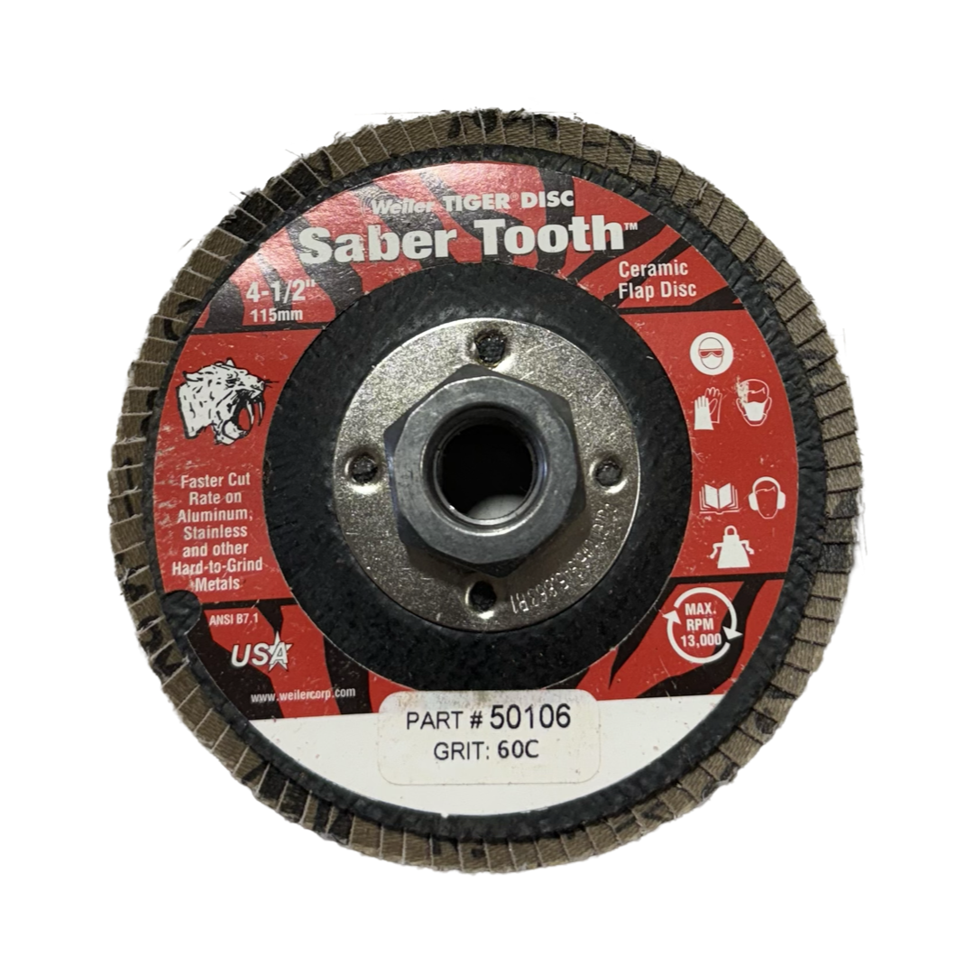 Weiler 4-1/2" x 5/8-11 Flap Disc Wheel 60 Grit Type 29 10 Pack