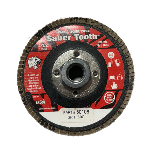 Weiler 4-1/2" x 5/8-11 Flap Disc Wheel 60 Grit Type 29 10 Pack