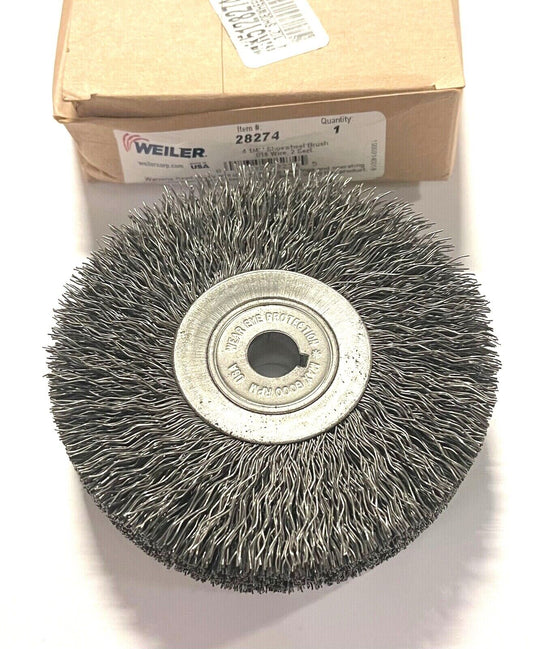 Weiler 4-1/4" Wire Wheel Brush .016 Wire 1" Width USA Made 28274