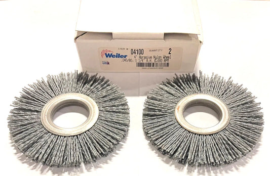 Weiler 4" Abrasive Nylon Wheels 1-1/4" Arbor Hole .040/80 USA Made 2 Pack