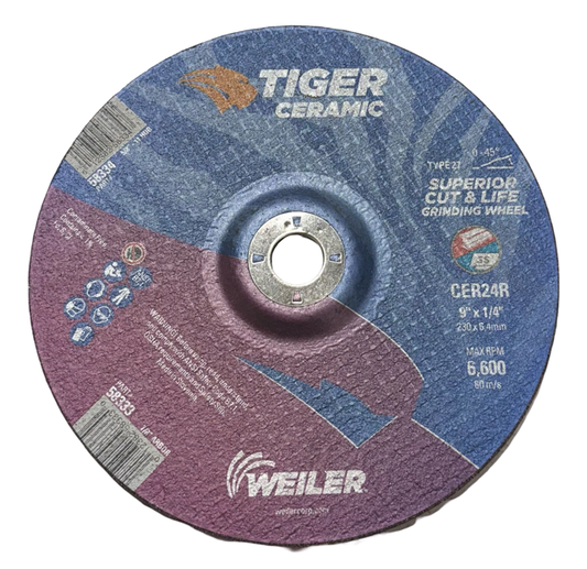 Weiler 6" x .045" x 5/8-11 Tiger Ceramic Cut-Off Wheel Type 27