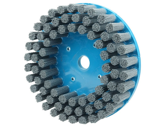 Weiler 85912 8" Nylox Disc Brush Crimped Filament .040/120 SC Fill 7/8" Arbor Hole