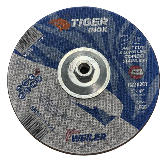 Weiler TIGER 9" x 1/8" x 5/8-11 Cut & Grind Combo Wheel T27 INOX
