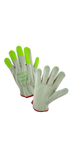 West Chester Leather Driver Gloves Safety Hi-Vis Select Grain Cowhide Size Small