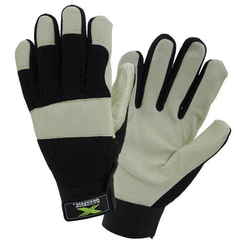 West Chester Work Gloves Pigskin Palm Spandex Leather Knuckle Strap Safety XL