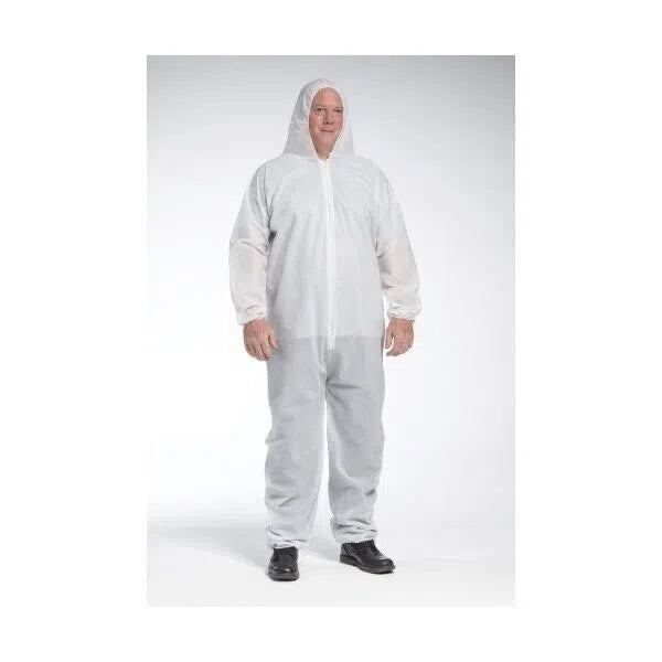 WestChester White PE Laminate Disposable Coverall With Hood Size Large