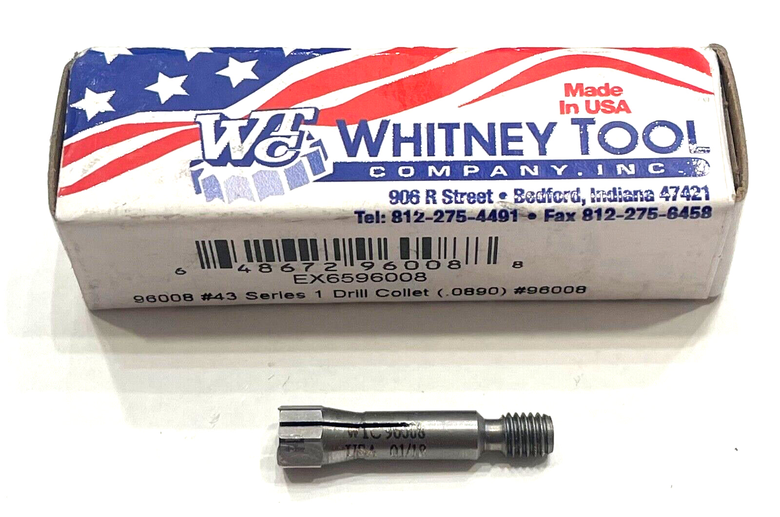 Whitney Tool #43 Drill Collet Extension #1 Style 1/4" Connection USA Made