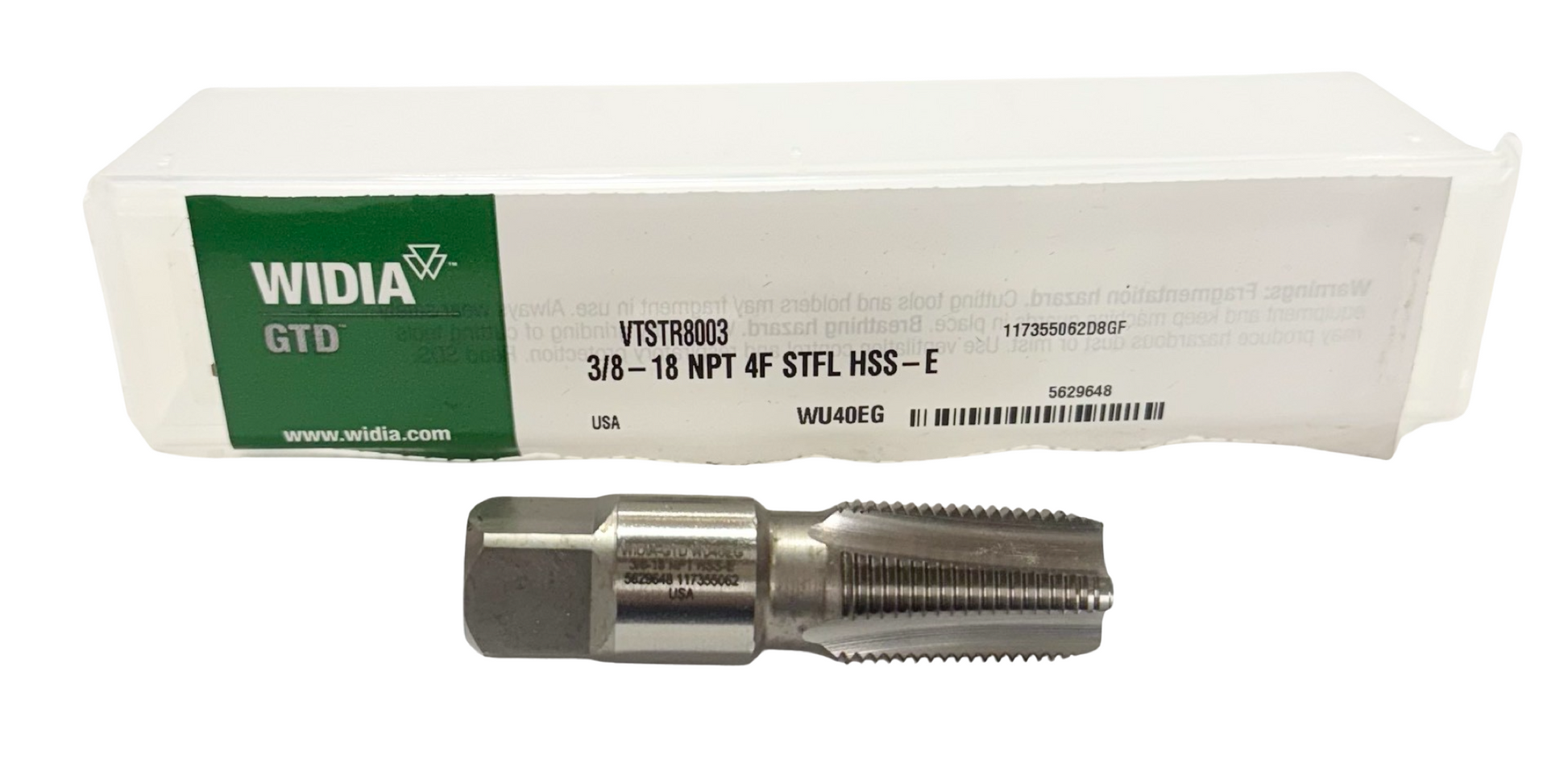 Widia 3/8"-18 NPT HSS-E Pipe Tap 4 Flute USA Made