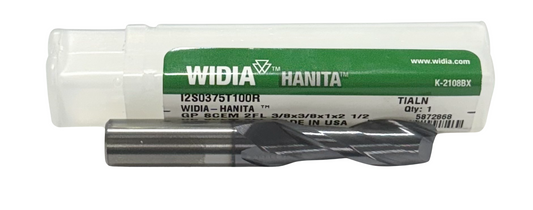 Widia 3/8" Carbide End Mill 2 Flute TiAlN Coated USA Made