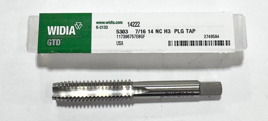 Widia 7/16"-14 HSS Tap Straight Flute H3 4 Flute Plug Tap