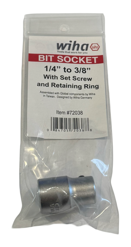 Wiha 1/4" to 3/8" Square Drive Bit Socket with Set Screw & Retaining Ring