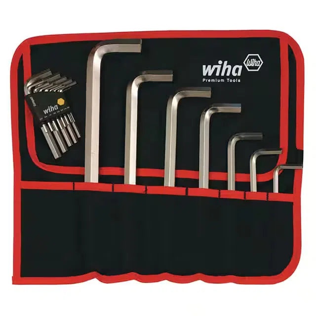 Wiha 20 Piece SAE Hex L-Key Set Short Arm & Long Arm Chrome Finish 35299