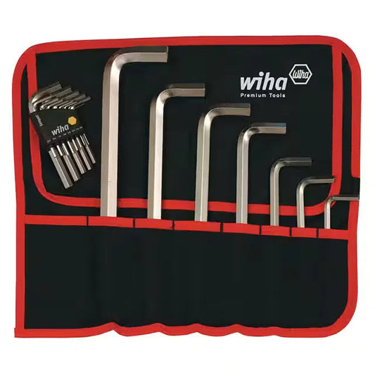 Wiha 20 Piece SAE Hex L-Key Set Short Arm & Long Arm Chrome Finish 35299