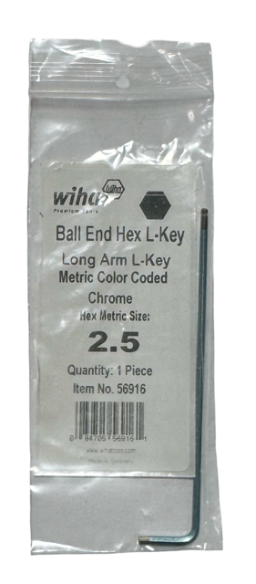 Wiha 2.5mm Ball End Long Arm Hex L-Key Metric Color Coded