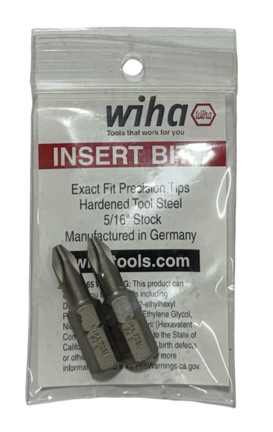 Wiha Phillips Insert Bit On 5/16" Drive #2 x 32mm (2 Bit Pack)