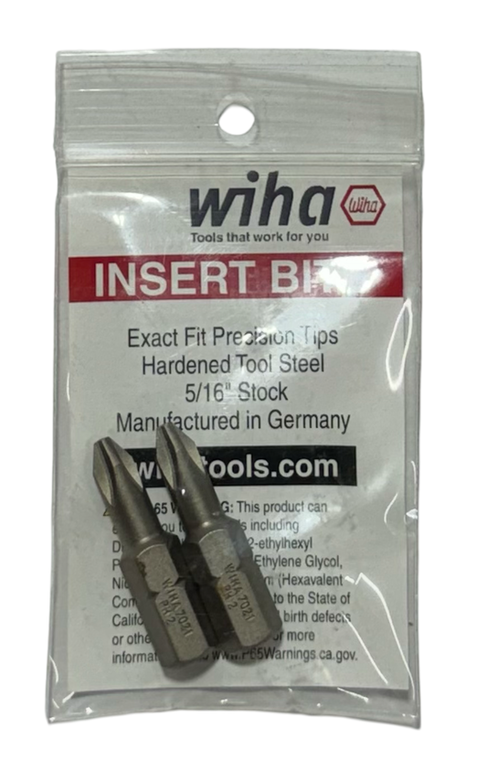 Wiha Phillips Insert Bit On 5/16" Drive #2 x 32mm (2 Bit Pack)